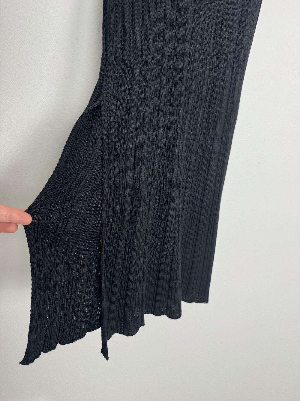 GLIV Merino Wool Knit Skirt Womens Medium Black Ribbed Maxi Italy